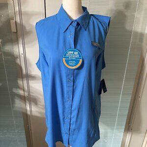 Women's Columbia Crystal Springs, Sleeveless shirt... size XL Med. Blue
